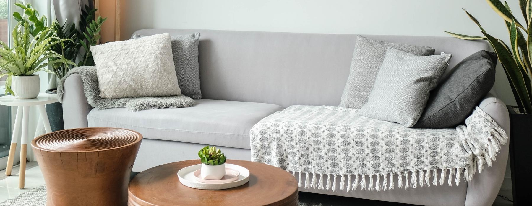 a living room with a couch and a coffee table