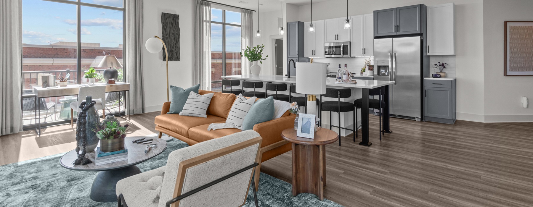 Open space living area with natural lighting